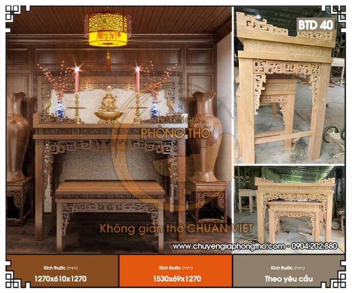 Mẫu bàn thờ Phật tại gia đẹp truyền thống gia tăng vượng khí BTD40