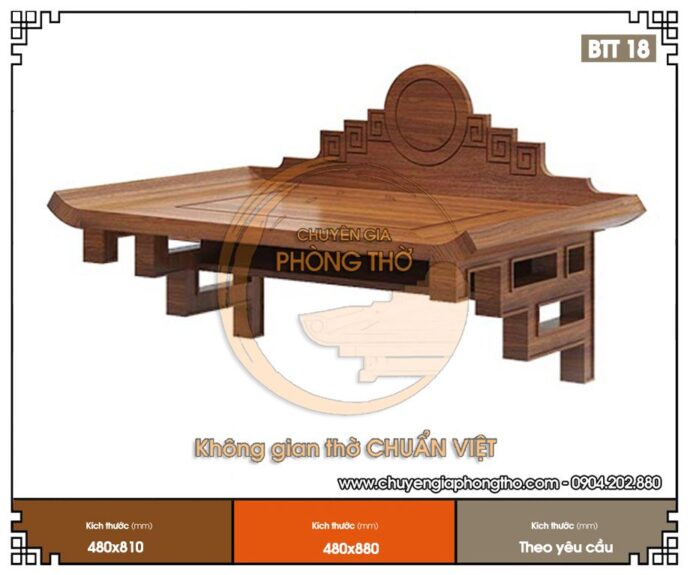 Mẫu bàn thờ phật treo tường 48x81cm BTT18