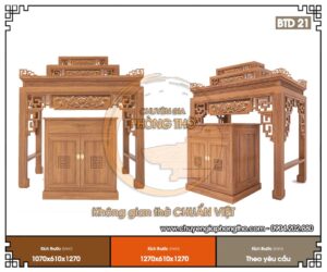 Mẫu bàn thờ tam cấp triện sen hiện đại BTD21