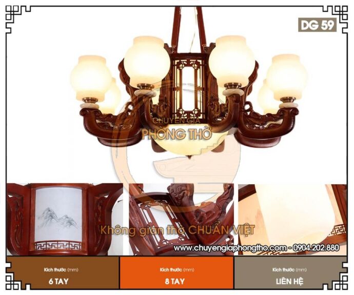 mẫu đèn chùm gỗ tân cổ điển cho phòng thờ 1