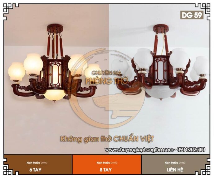 mẫu đèn chùm gỗ tân cổ điển cho phòng thờ 2