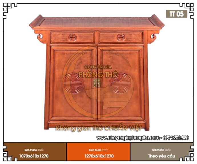 Mẫu tủ thờ gỗ gụ đơn giản đẹp hiện đại TT05