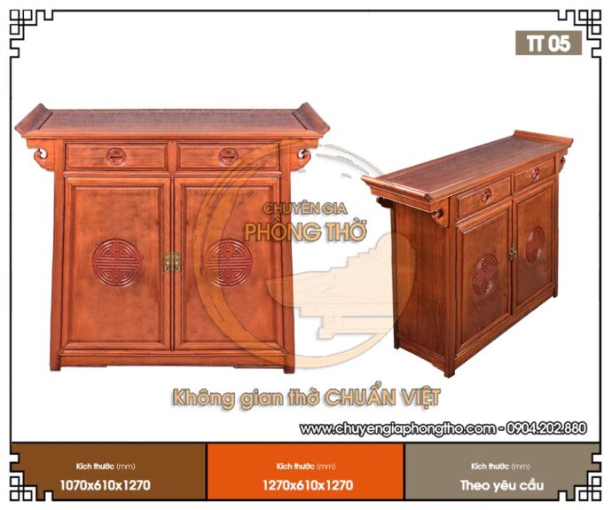 Mẫu tủ thờ gỗ gụ đơn giản đẹp hiện đại TT05