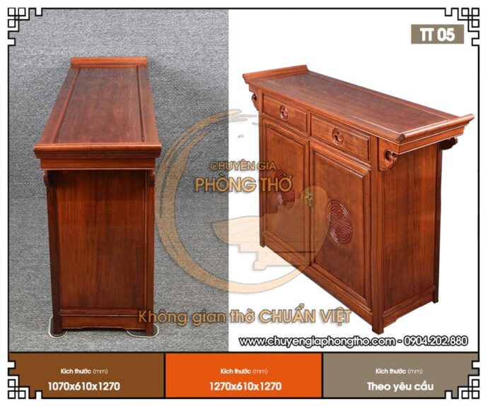 Mẫu tủ thờ gỗ gụ đơn giản đẹp hiện đại TT05