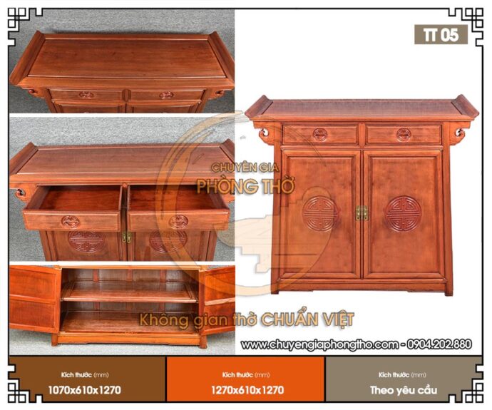 Mẫu tủ thờ gỗ gụ đơn giản đẹp hiện đại TT05