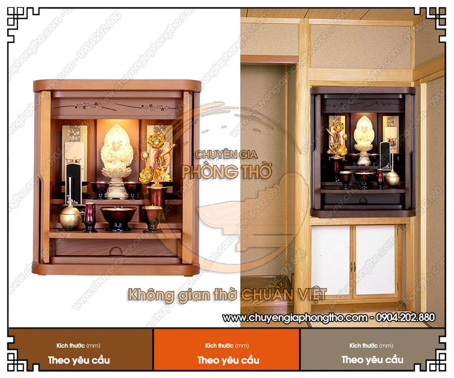 Mẫu tủ thờ Nhật Bản đơn giản với những đường nét bo cong mềm mại