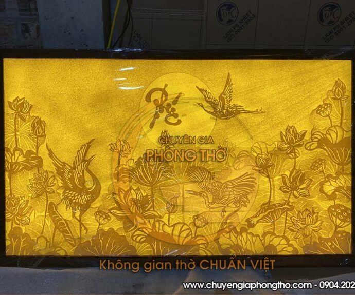 tranh trúc chỉ sen hạc chữ phúc 2