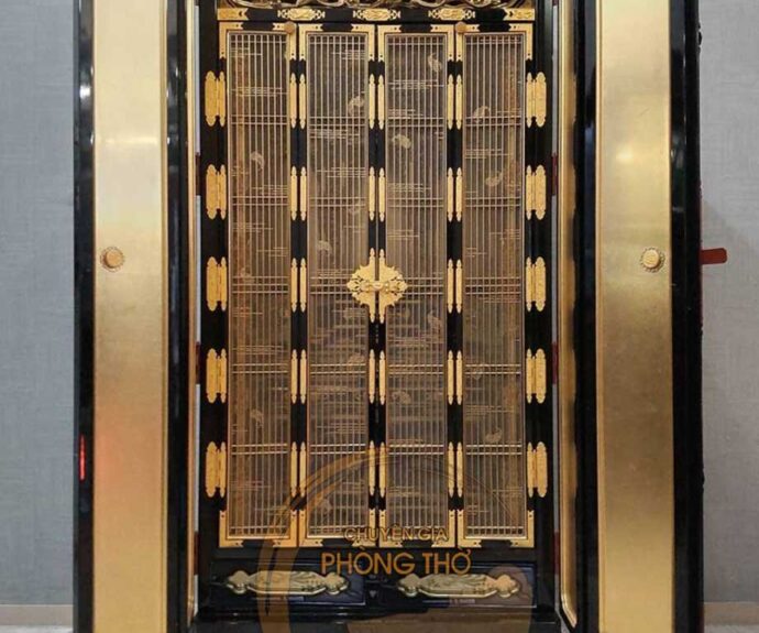 Mẫu tủ thờ Phật kiểu Nhật màu đen dát vàng