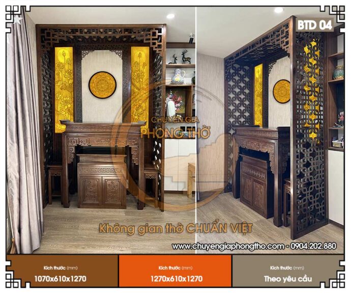 Bàn giao lắp đặt bộ bàn thờ gỗ gụ tại chung cư Trinity Tower BTD04