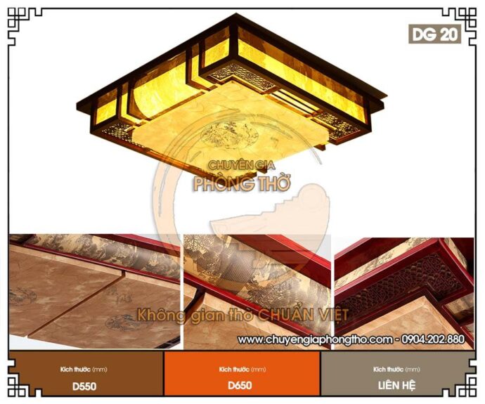 đèn ốp trần phòng thờ chung cư hình vuông 2