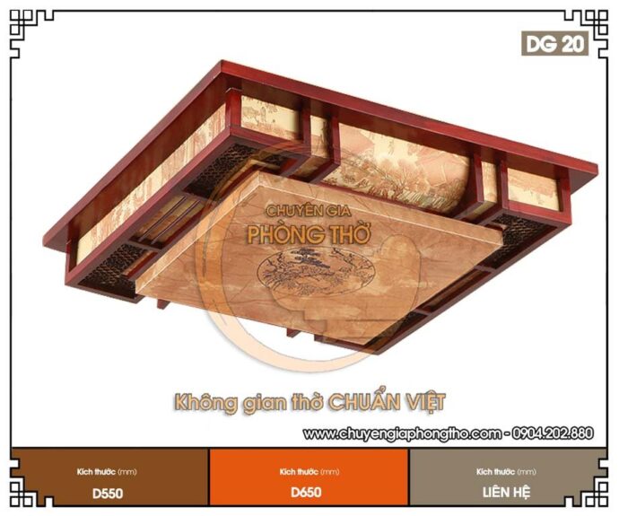 đèn ốp trần phòng thờ chung cư hình vuông 4