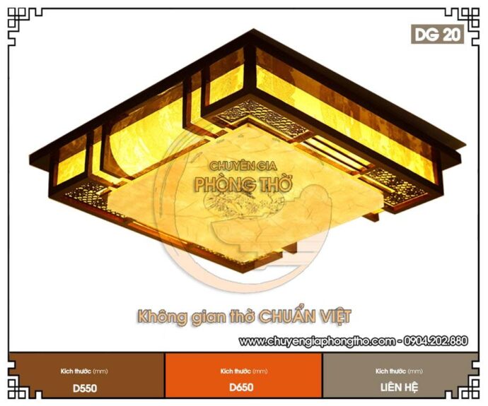 đèn ốp trần phòng thờ chung cư hình vuông