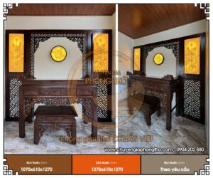 Lắp đặt hoàn thiện phòng thờ gia tiên gỗ gụ tại Hoàng Mai Hà Nội