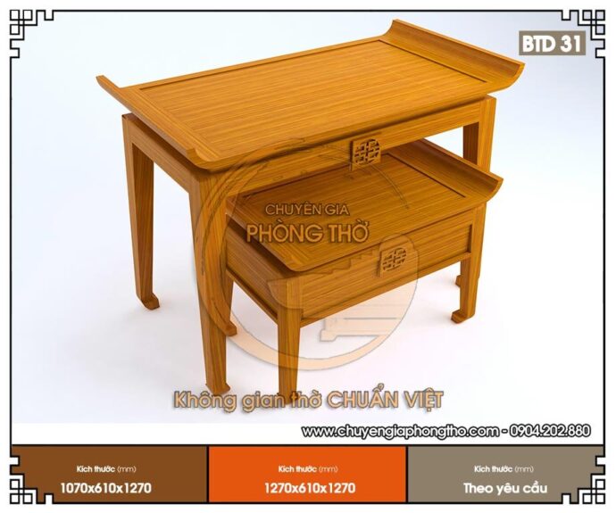 mẫu bàn thờ đứng đơn giản gỗ sồi cho chung cư 2