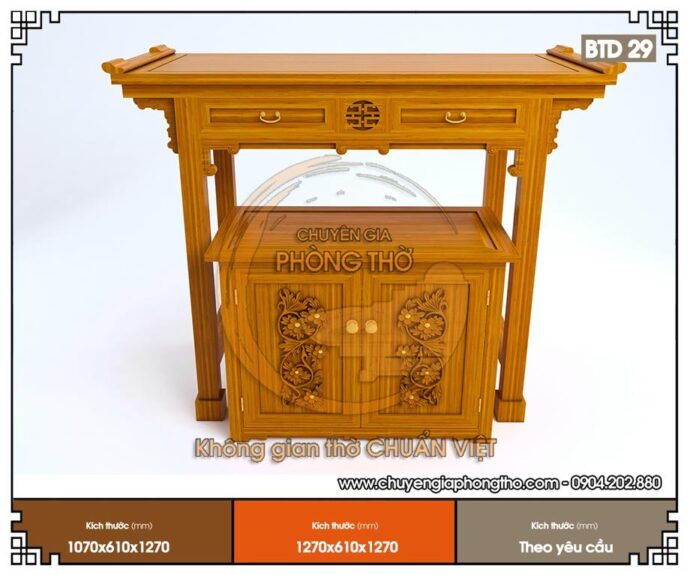 mẫu bàn thờ đứng gỗ gõ triện cúc 4