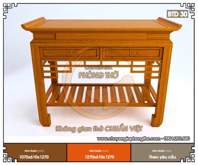 Mẫu bàn thờ gia tiên cho chung cư BTD30 chất lượng tốt