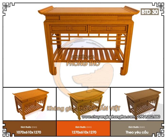 Mẫu bàn thờ gia tiên cho chung cư BTD30 có 3 màu sắc