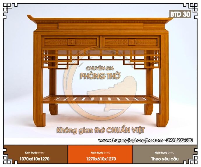 Mẫu bàn thờ gia tiên cho chung cư BTD30 có kiểu dáng hiện đại