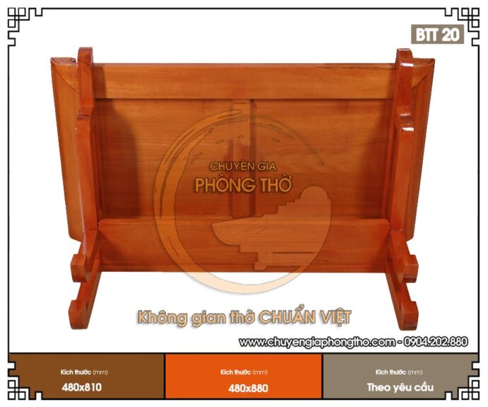 Mẫu bàn thờ treo tường đơn giản gỗ sồi cho chung cư BTT20