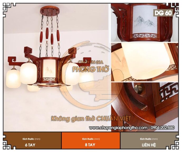 mẫu đèn chùm gỗ cổ điển trang trí biệt thự 2