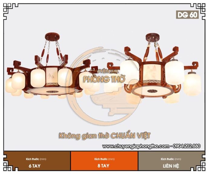mẫu đèn chùm gỗ cổ điển trang trí biệt thự 4