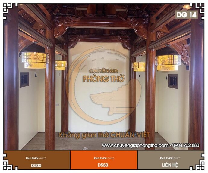 mẫu đèn thả chao vải trang trí nhà gỗ 1