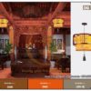 mẫu đèn thả chao vải trang trí nhà gỗ
