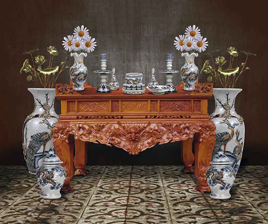 Nguyên tắc đặt 2 bình hoa trên bàn thờ