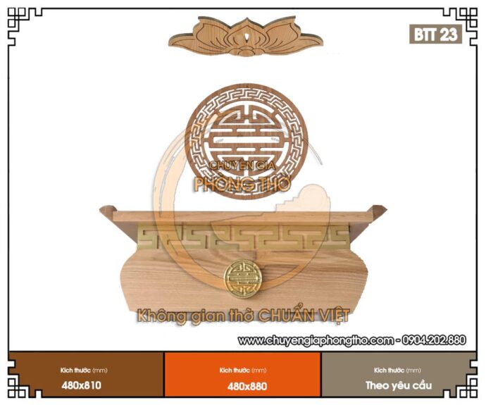 Bàn thờ treo hộp hiện đại cho diện tích nhỏ - Mẫu BTT23