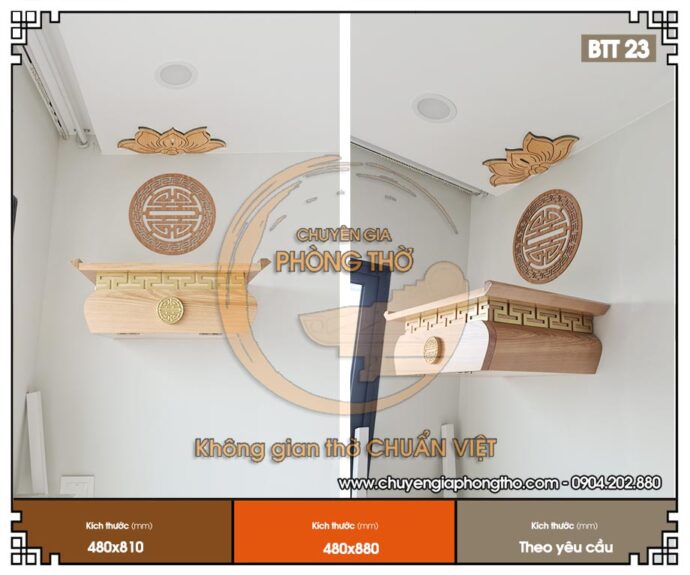 Bàn thờ treo hộp hiện đại cho diện tích nhỏ - Mẫu BTT23