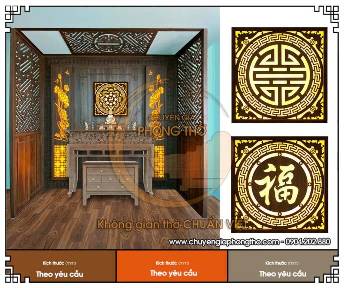 Vách ngăn CNC kết hợp tranh gỗ xuyên sáng