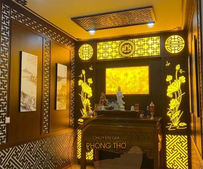 Những mẫu vách CNC xuyên sáng trang trí phòng thờ đẹp