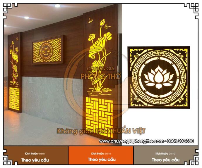 Những mẫu vách CNC xuyên sáng trang trí phòng thờ đẹp