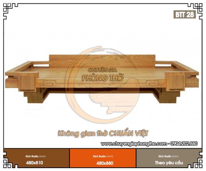 Mẫu bàn thờ treo tường kích thước 48x81cm cho chung cư BTT28