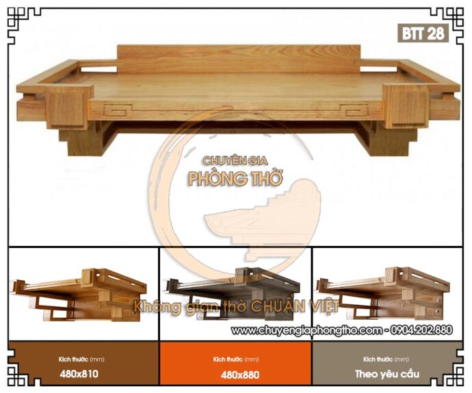 Mẫu bàn thờ treo tường kích thước 48x81cm cho chung cư BTT28