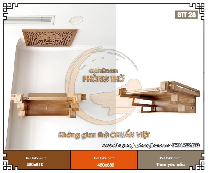 Mẫu bàn thờ treo tường kích thước 48x81cm cho chung cư BTT28