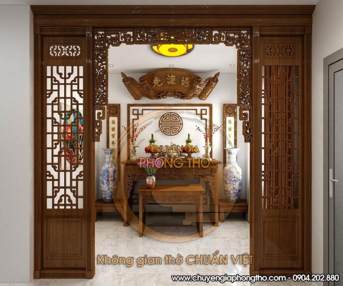 Thiết kế nội thất phòng thờ 10m2 siêu ấn tượng tại quận Hà Đông Hà Nội