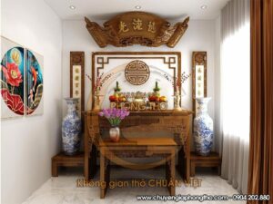 Mẫu thiết kế phòng thờ 10m2 nhà chị Hiền tại Hà Đông