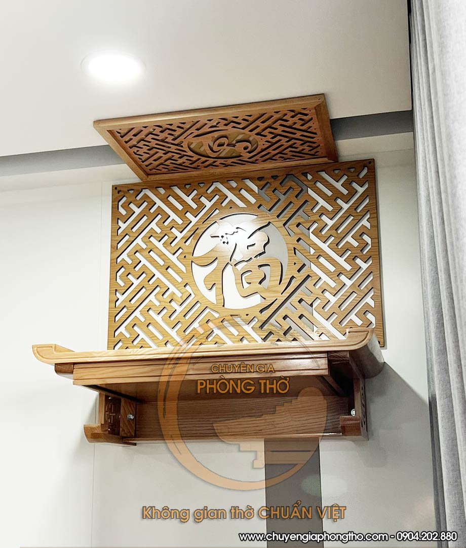 Feedback mẫu bàn thờ treo tường màu trần gỗ tại chung cư Epic Tower BTT16