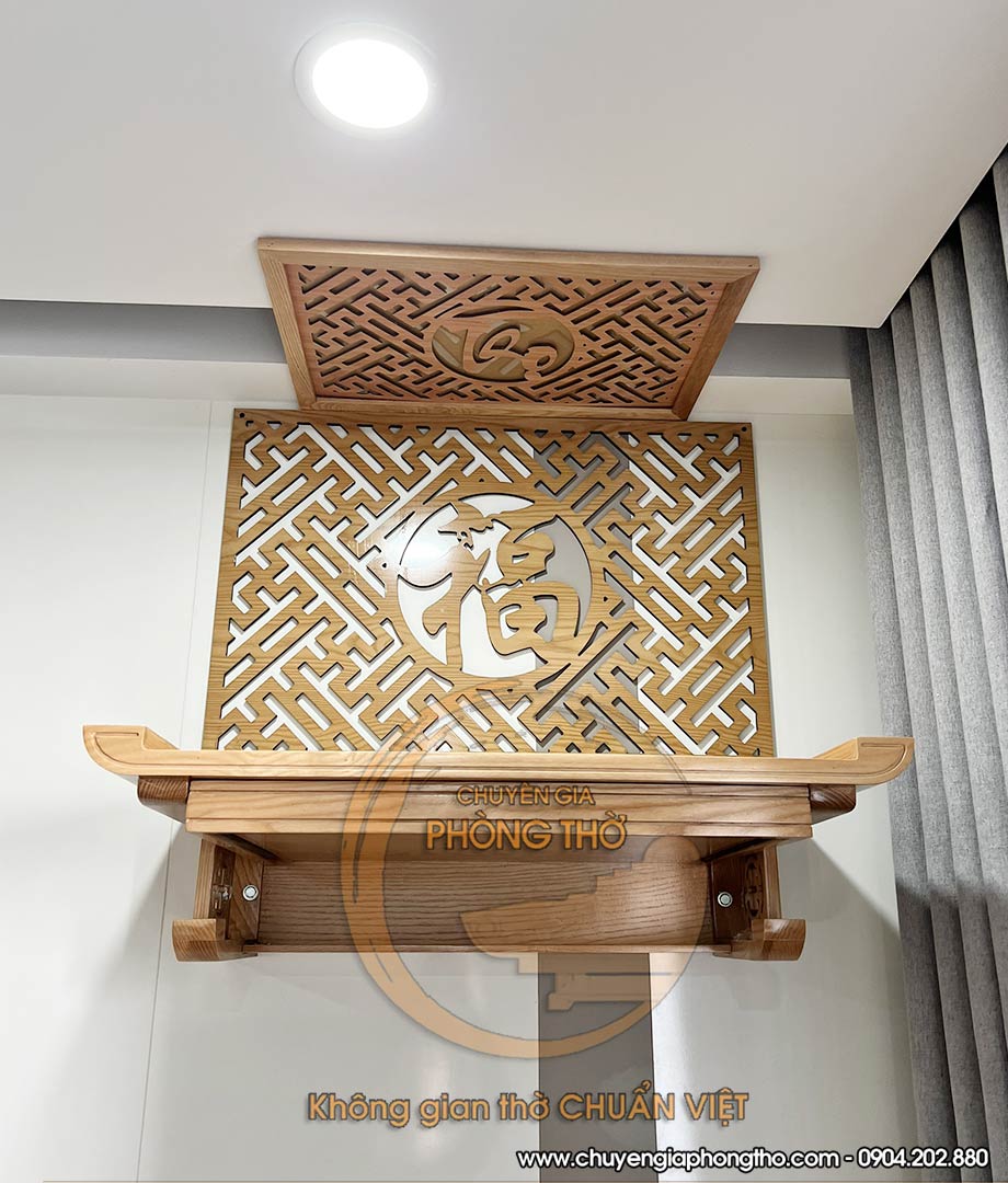 Feedback mẫu bàn thờ treo tường màu trần gỗ tại chung cư Epic Tower BTT16