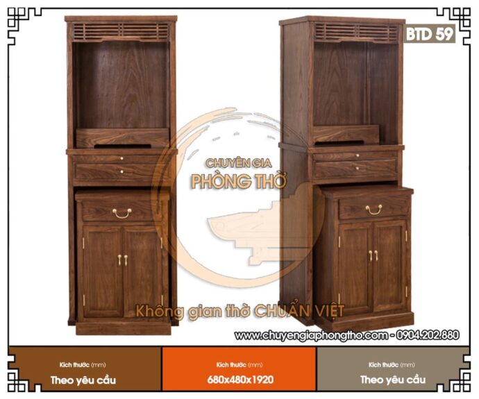 Mẫu tủ thờ 2 tầng bằng gỗ hiện đại giá rẻ cho chung cư BTD59