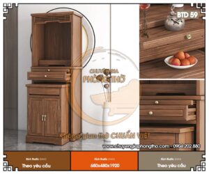 Mẫu tủ thờ 2 tầng bằng gỗ hiện đại giá rẻ cho chung cư BTD59