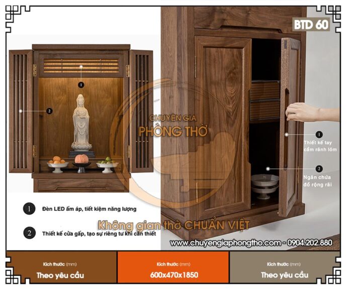 Mẫu ban thờ có cánh đóng kín