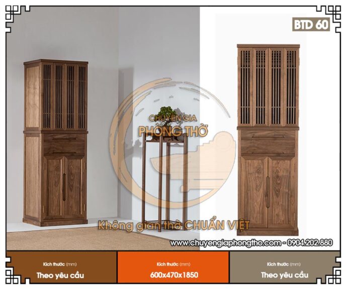 Mẫu tủ thờ có cánh cửa đóng kín hiện đại cho không gian diện tích nhỏ BTD60