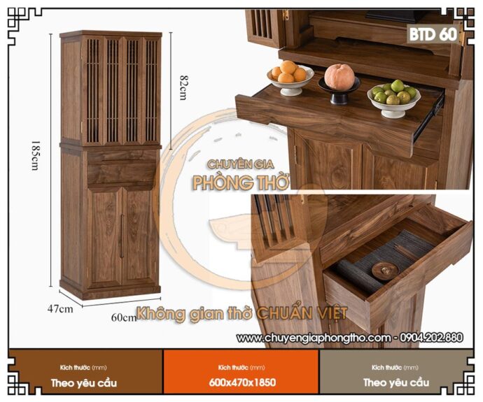 Mẫu ban thờ có cánh đóng kín