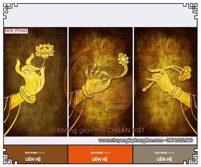 mẫu tranh tráng gương 3D phòng thờ