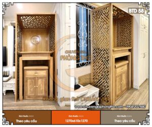 Lắp đặt bàn thờ màu trần sồi tại khu nhà ở xã hội Rice City Thượng Thanh BTD58