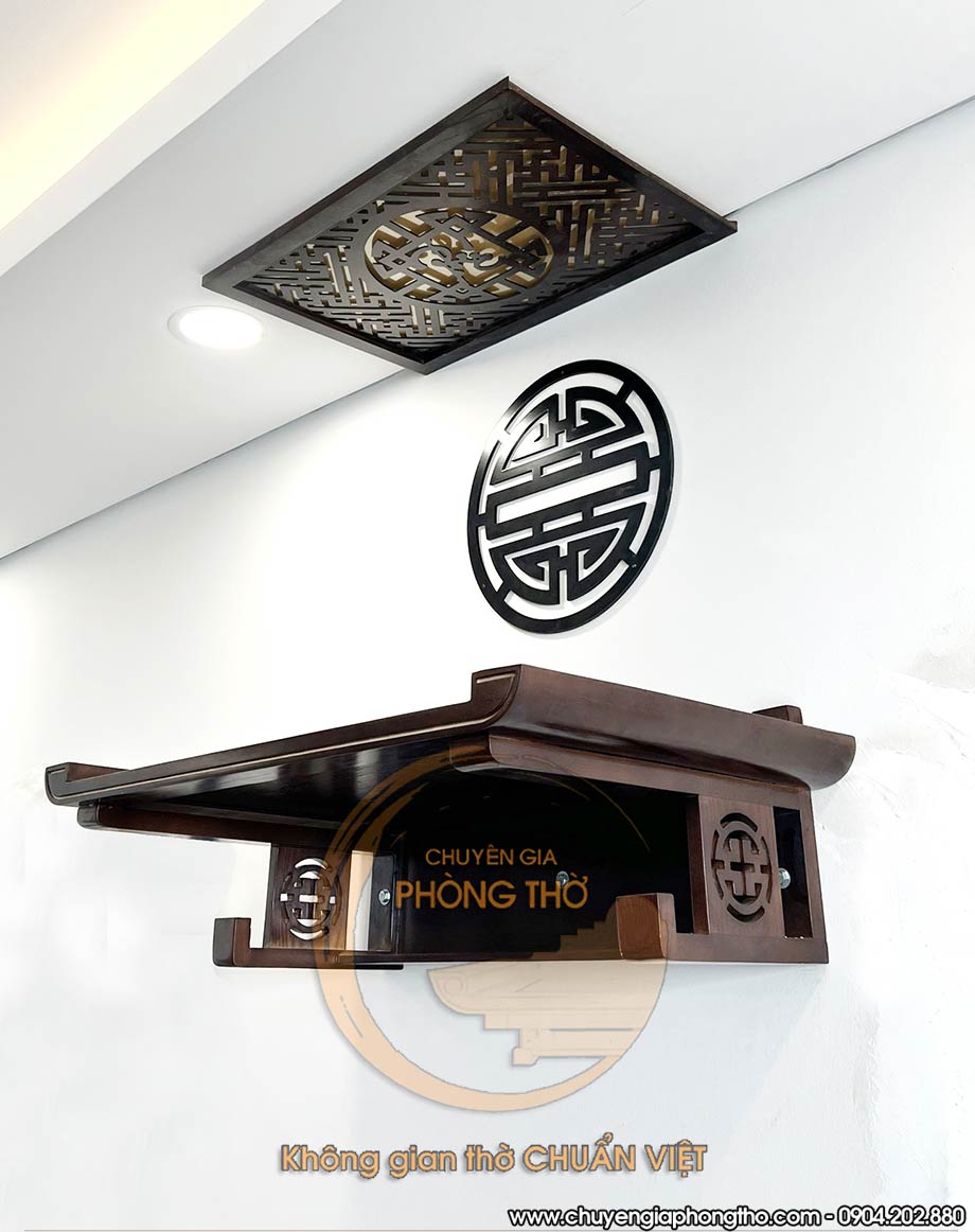 Lắp đặt bàn thờ treo gỗ sồi màu óc chó đen cho chung cư The Tonkin BTT10 Lắp đặt bàn thờ treo gỗ sồi màu óc chó đen cho chung cư The Tonkin BTT10