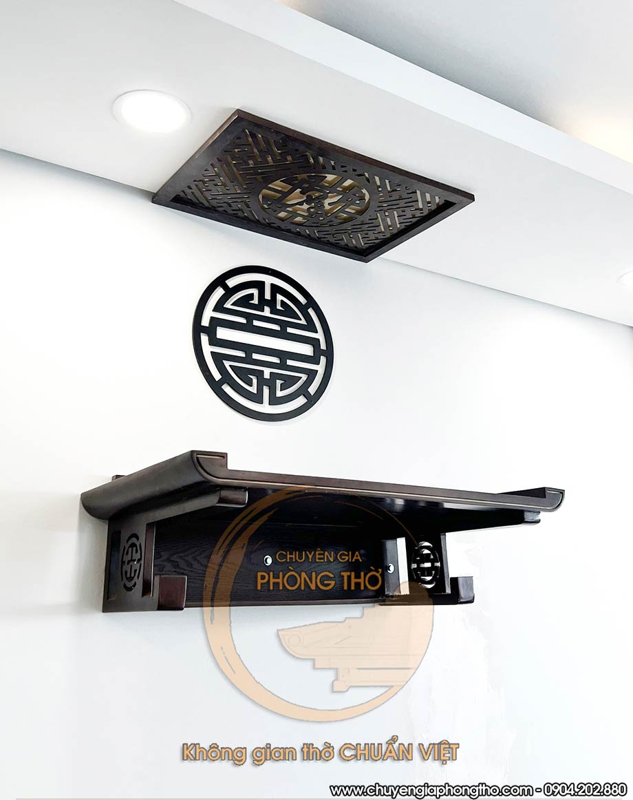 Lắp đặt bàn thờ treo gỗ sồi màu óc chó đen cho chung cư The Tonkin BTT10 Lắp đặt bàn thờ treo gỗ sồi màu óc chó đen cho chung cư The Tonkin BTT10