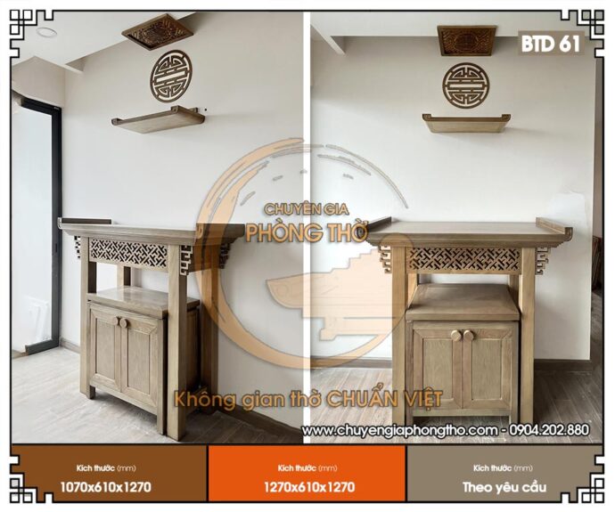 Mẫu ban thờ gia tiên hiện đại kích thước nhỏ cho chung cư BTD62